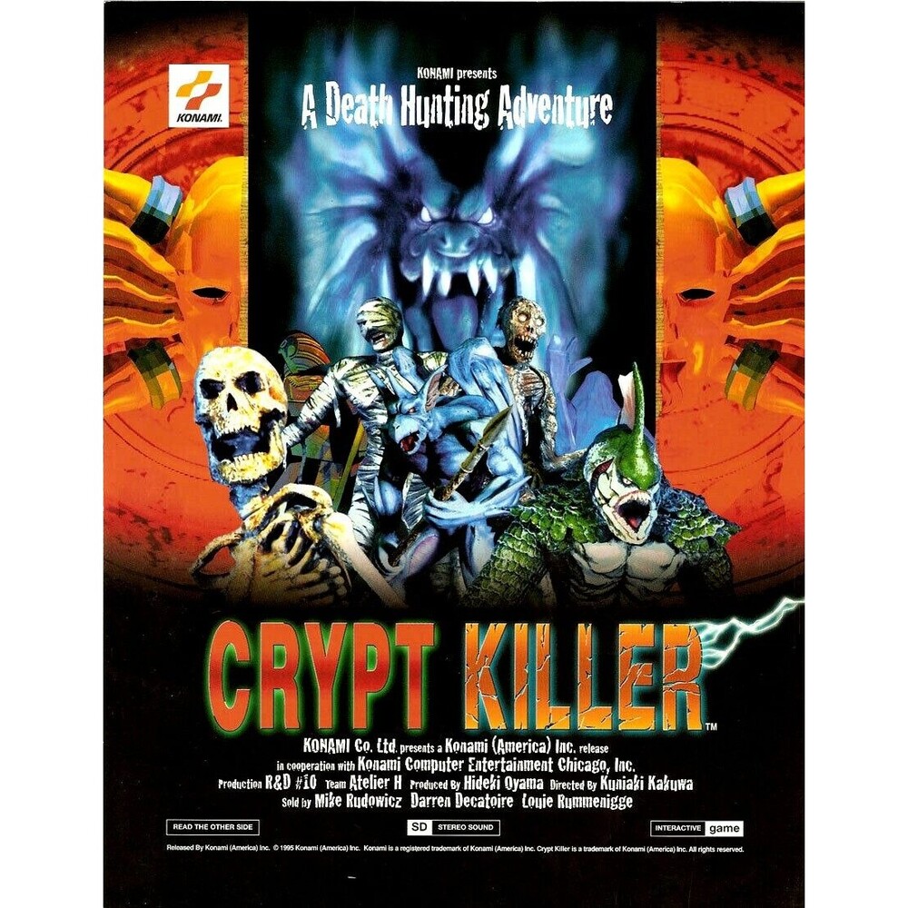 Crypt Killer Arcade FLYER Original 1995 Video Game Horror Halloween Konami Ver 2